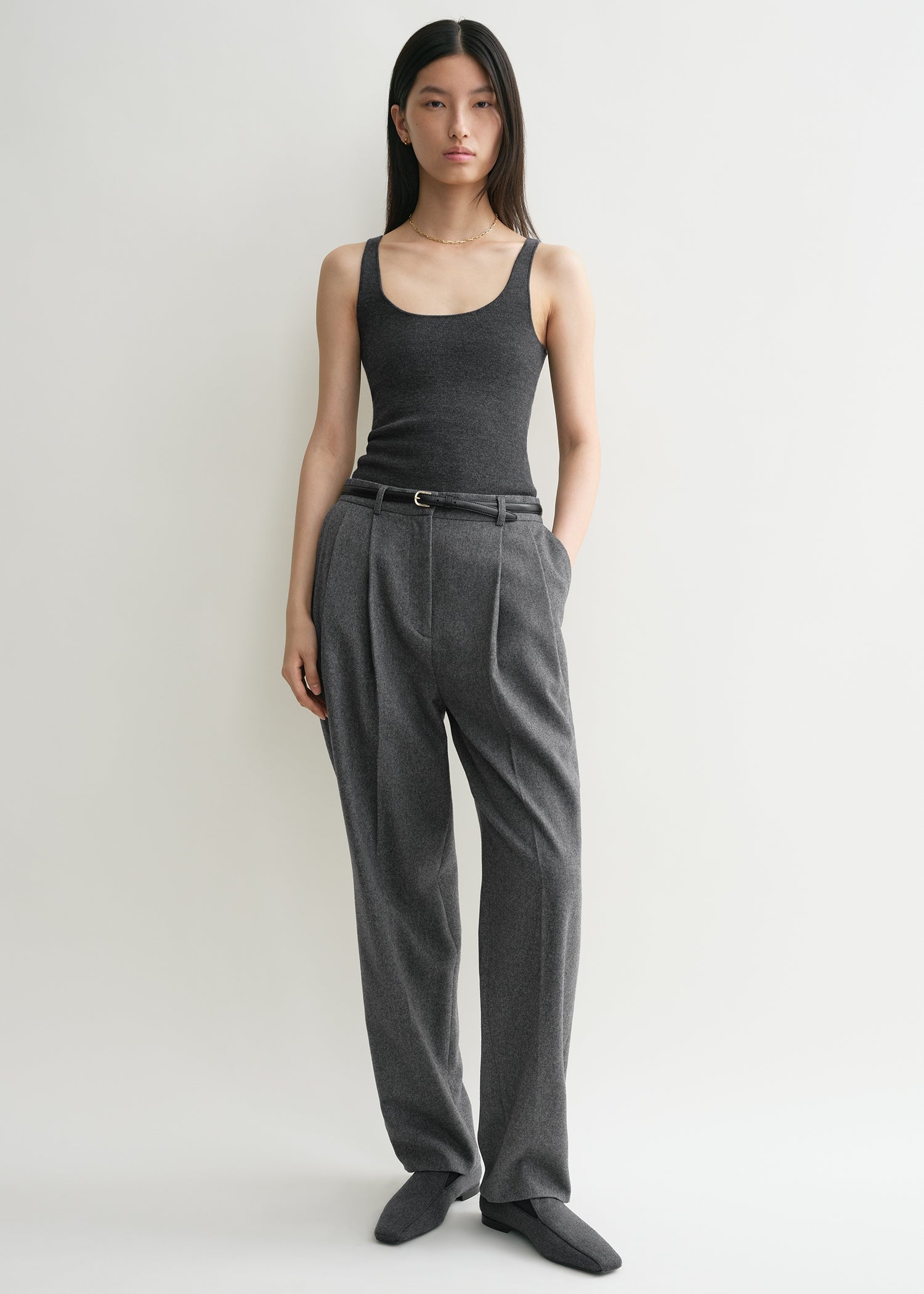 DOUBLE-PLEATED TAILORED TROUSERS