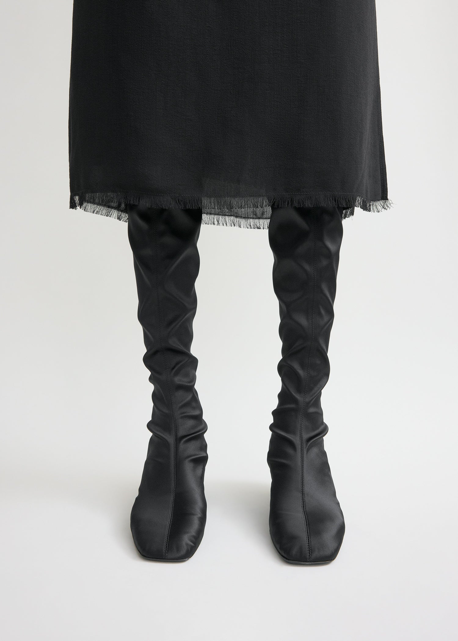 SATIN KNEE-HIGH BOOTS