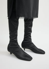 SATIN KNEE-HIGH BOOTS