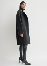 COLLARLESS FELT COAT