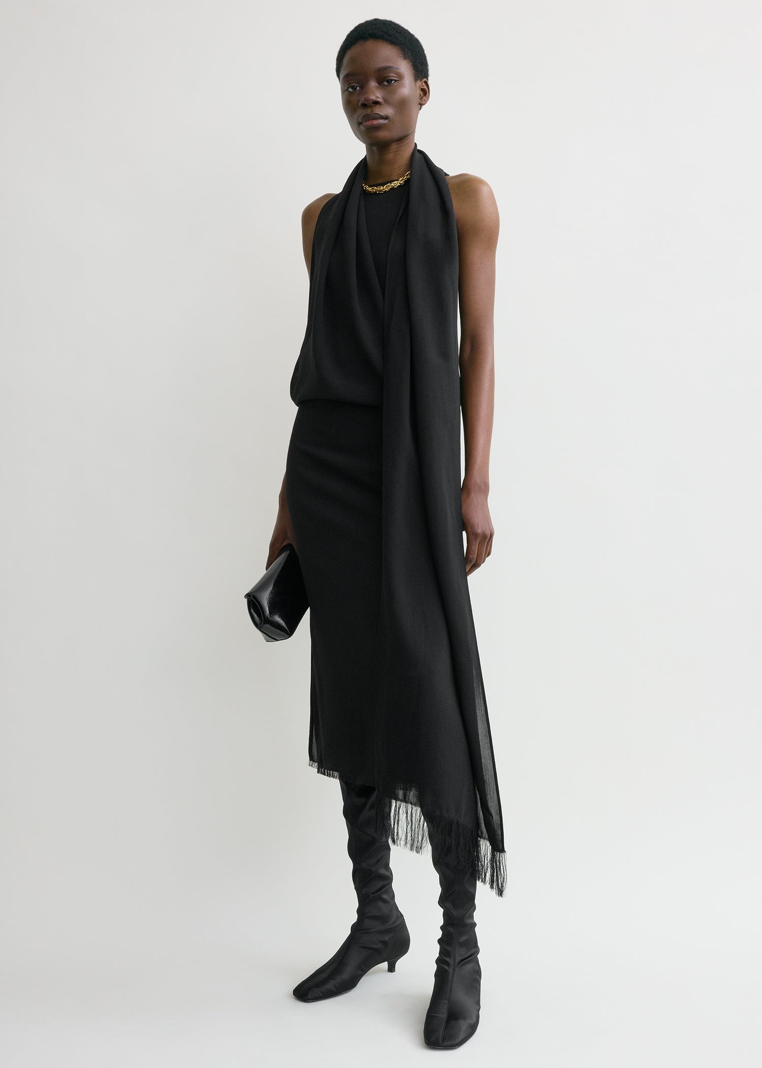 FRINGED SCARF DRESS