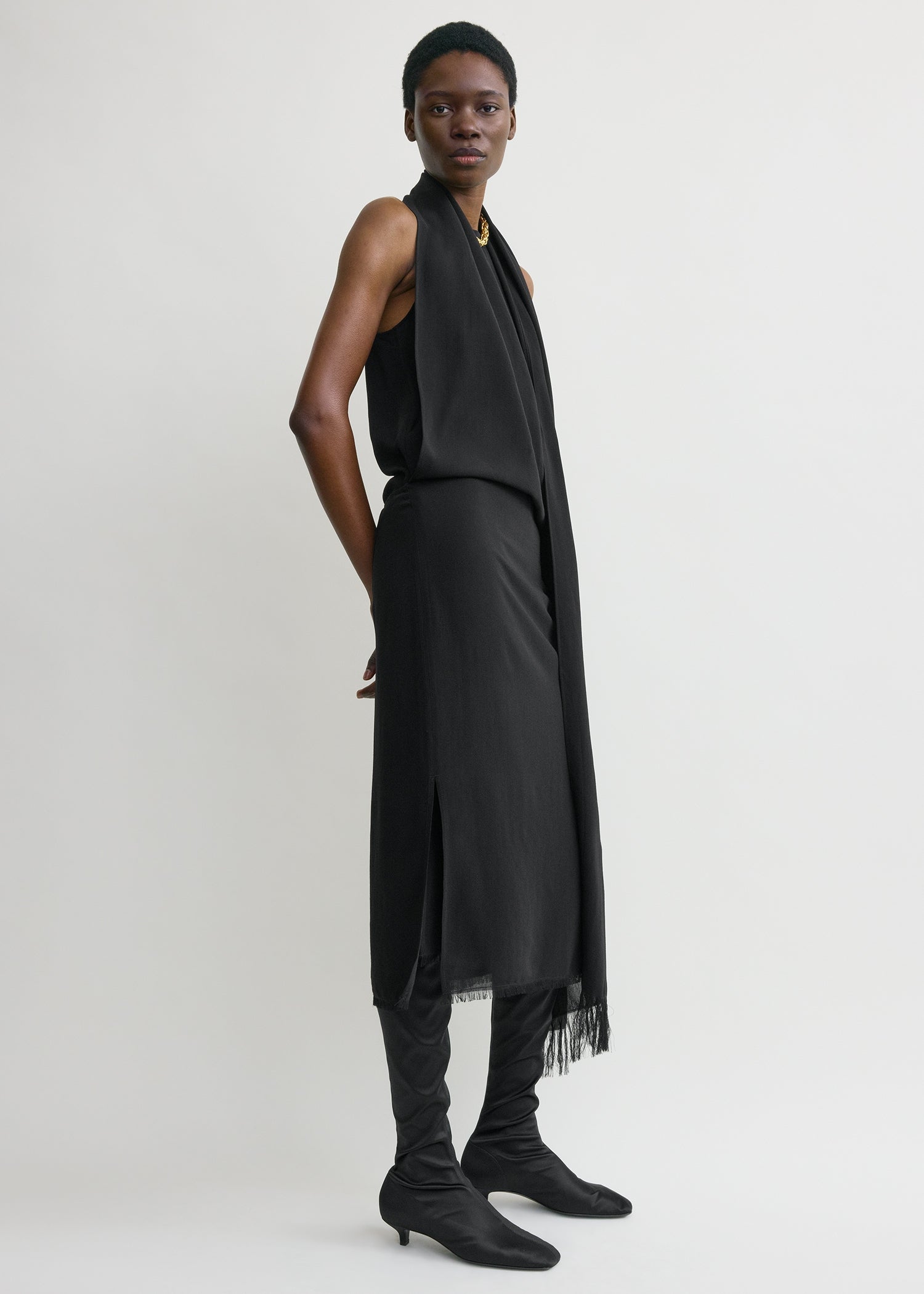 FRINGED SCARF DRESS