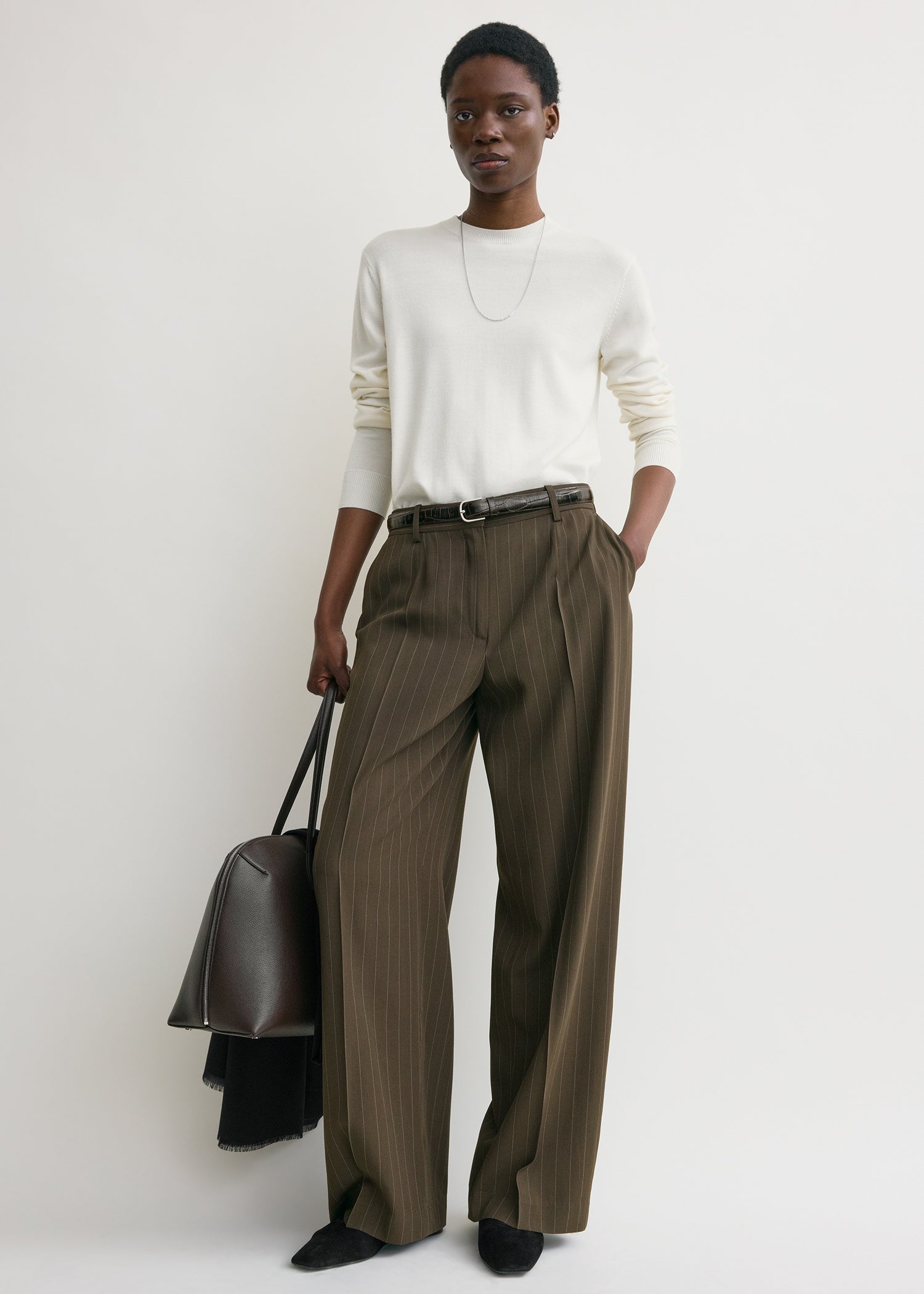 WIDE PINSTRIPED TROUSERS