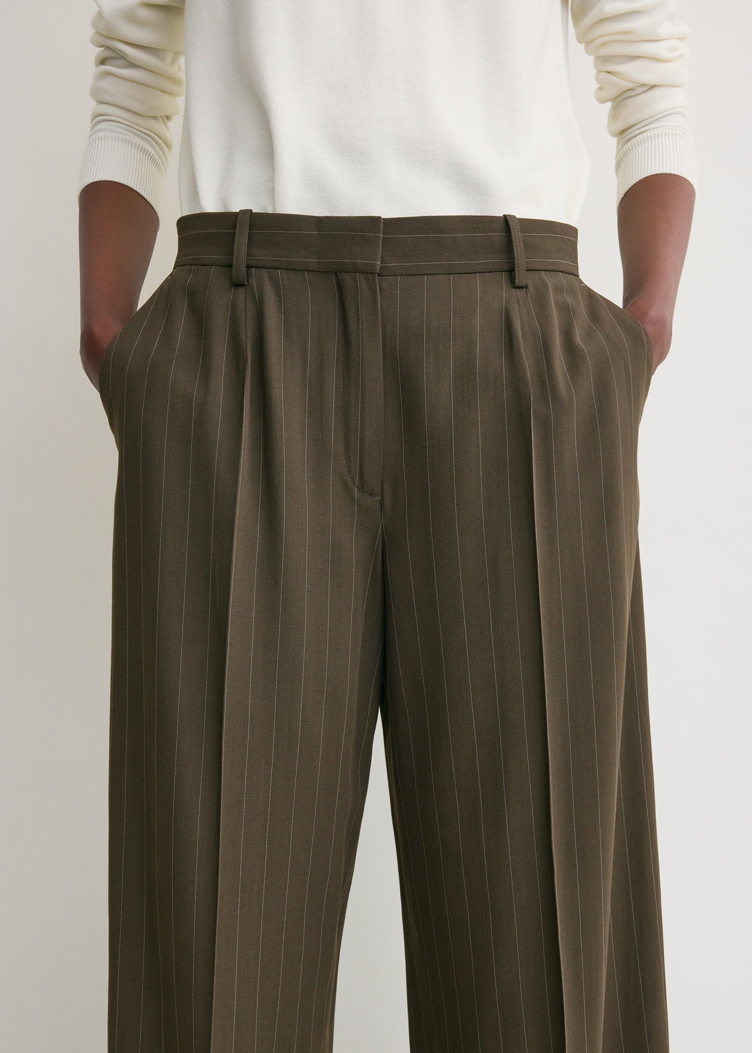 WIDE PINSTRIPED TROUSERS