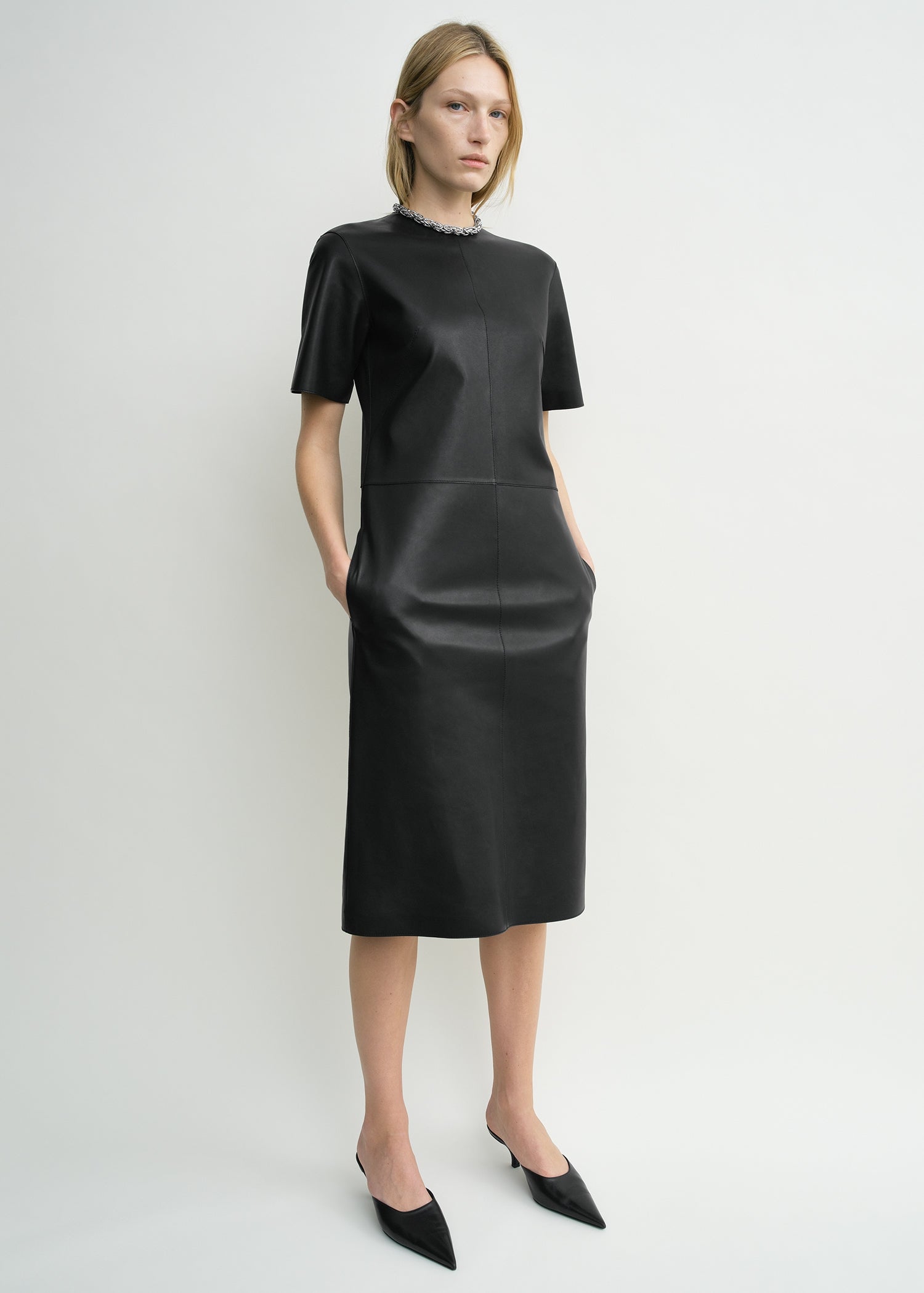 LEATHER TEE DRESS