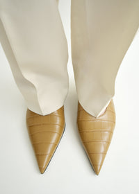 SHARP CROCO-EMBOSSED KITTEN PUMPS