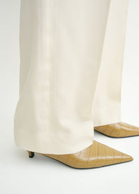 SHARP CROCO-EMBOSSED KITTEN PUMPS