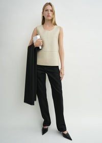 SCOOP-NECK LEATHER TOP