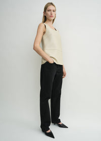 SCOOP-NECK LEATHER TOP