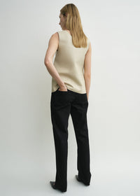 SCOOP-NECK LEATHER TOP