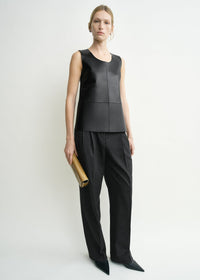 SCOOP-NECK LEATHER TOP