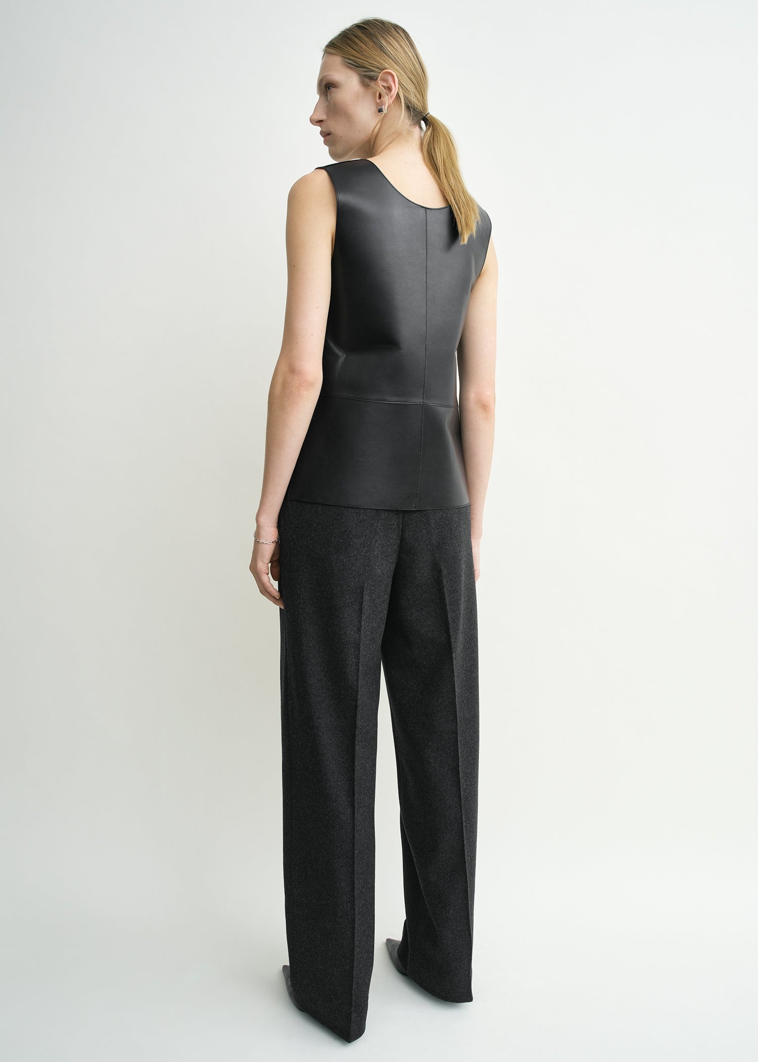 SCOOP-NECK LEATHER TOP