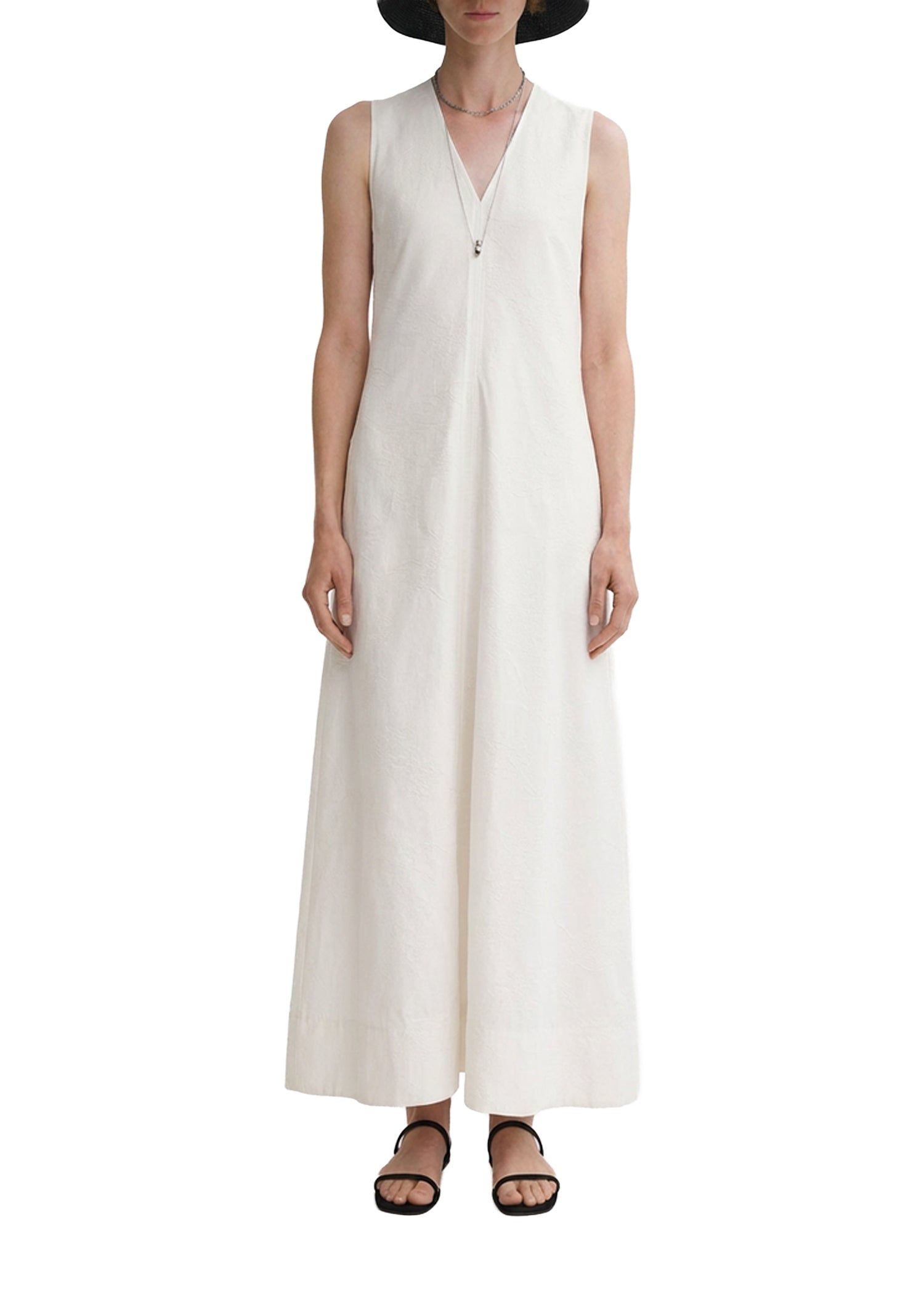 Robe jacquard floral col V - White