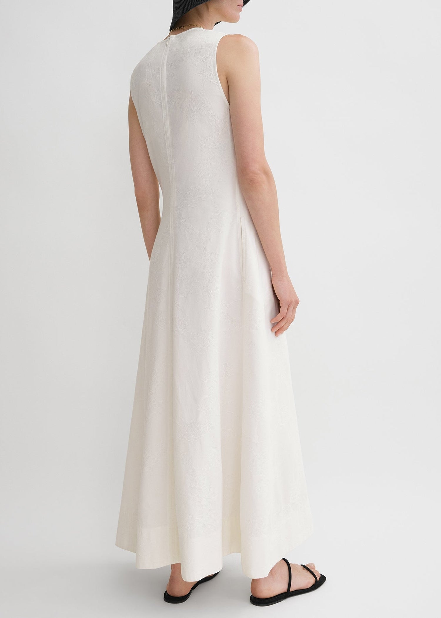Robe jacquard floral col V - White