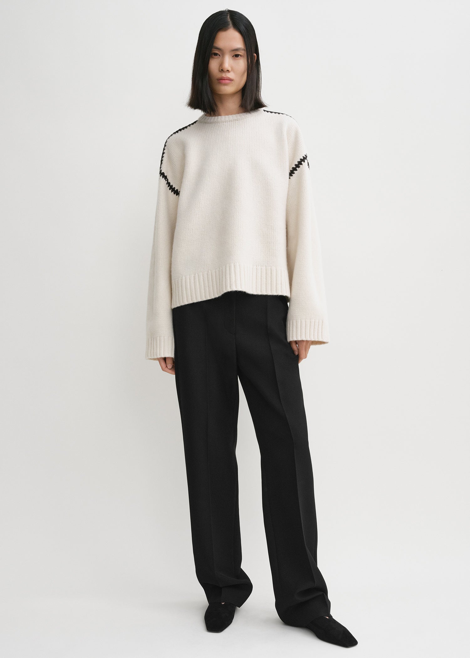 EMBROIDERED WOOL CASHMERE KNIT