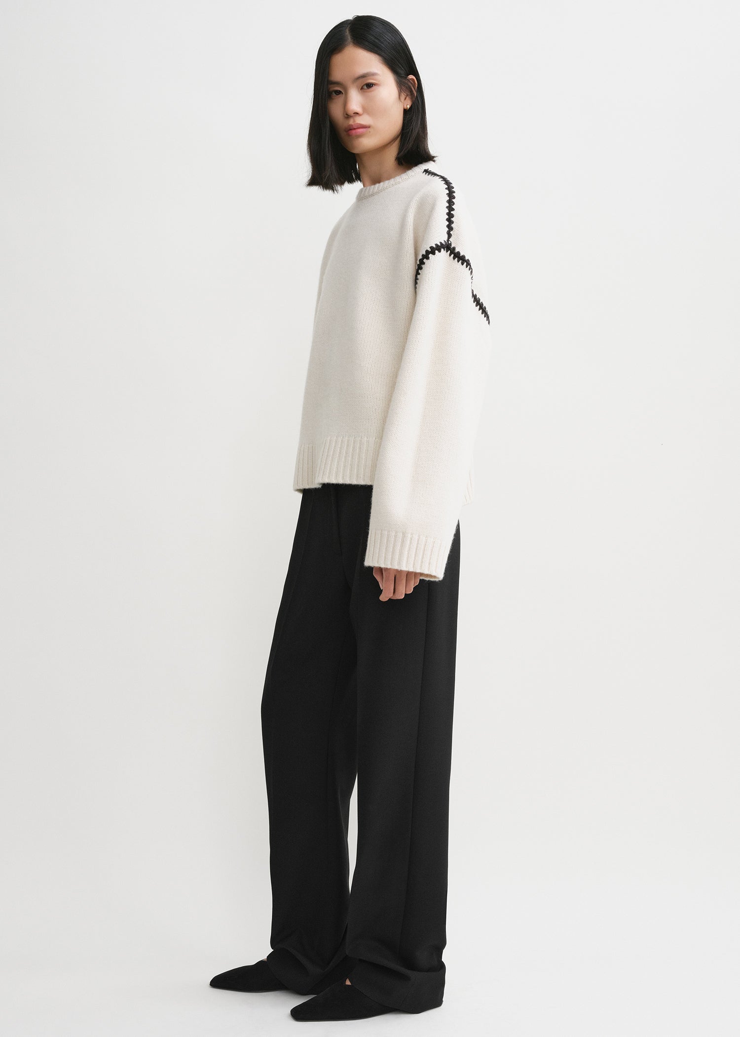EMBROIDERED WOOL CASHMERE KNIT