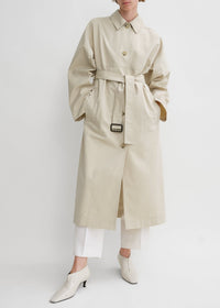 Trench-coat ceinturé en soie mélangée - Sand
