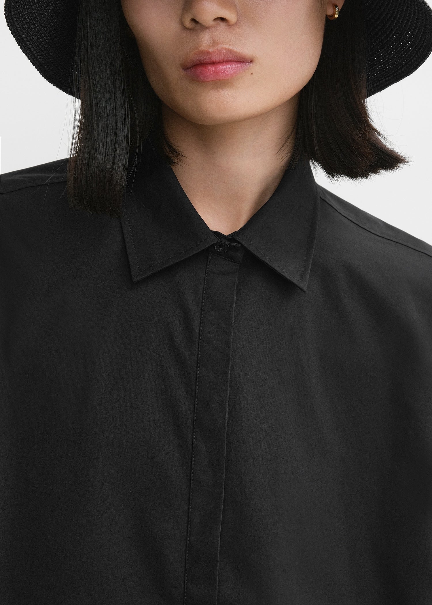 CROPPED COTTON-POPLIN SHIRT