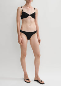 SMOCKED MID-RISE BIKINI BOTTOMS