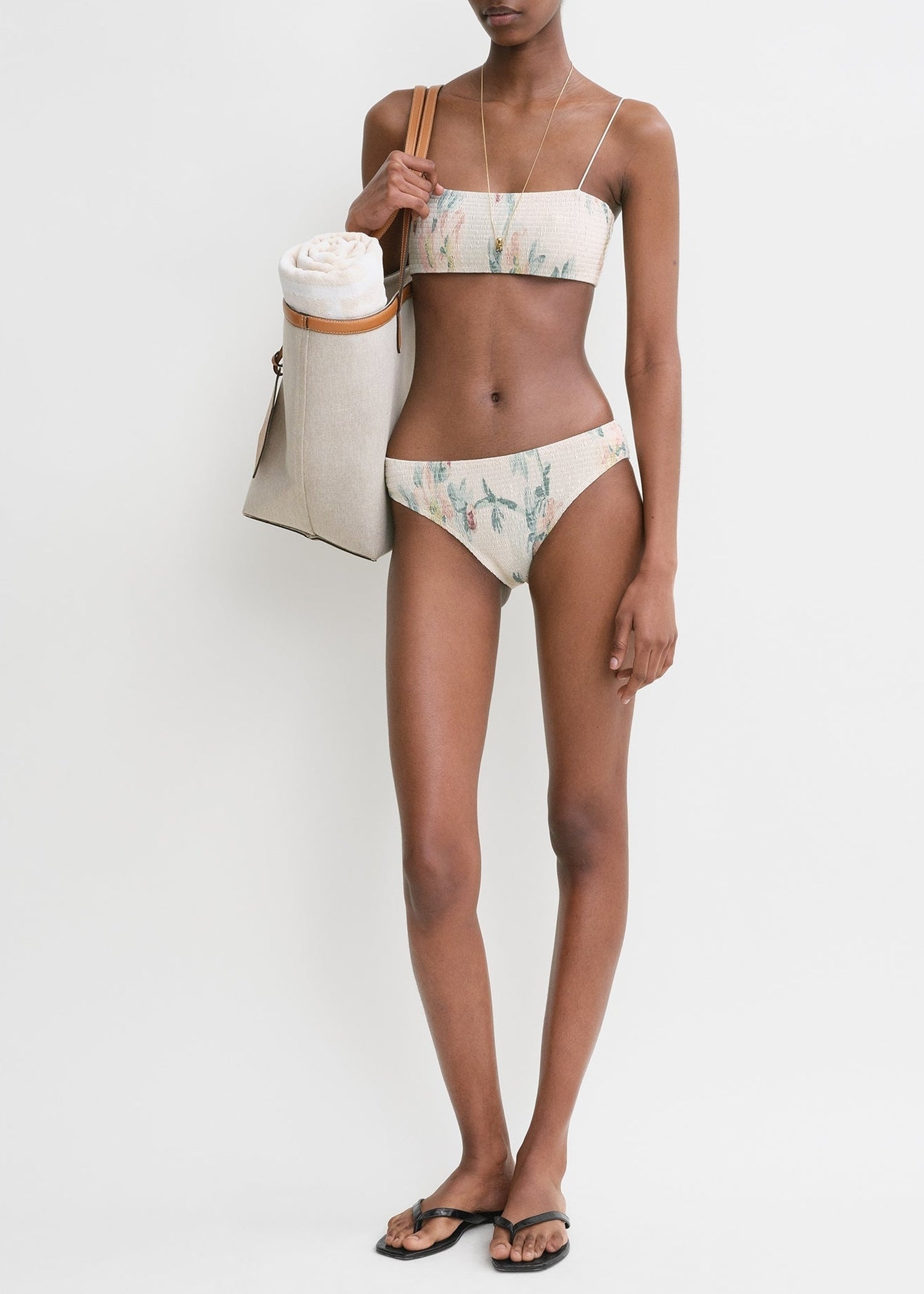 Bas de bikini smocké taille mi-haute - Washed Floral