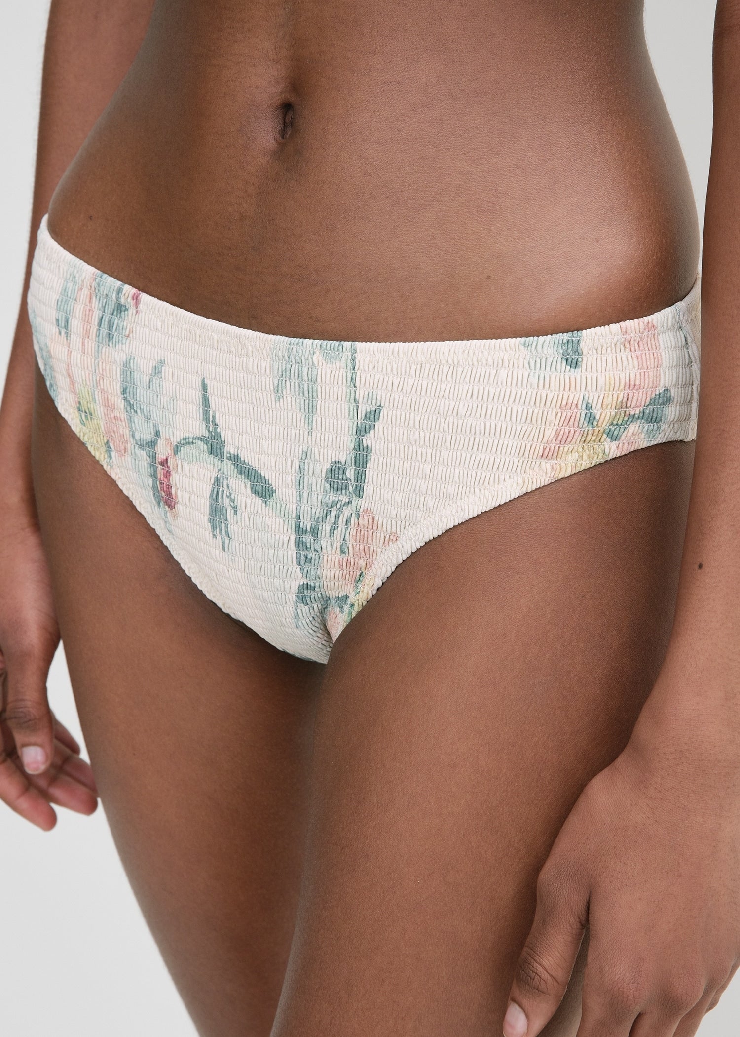 Bas de bikini smocké taille mi-haute - Washed Floral