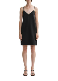 Robe caraco en satin contrasté - Black