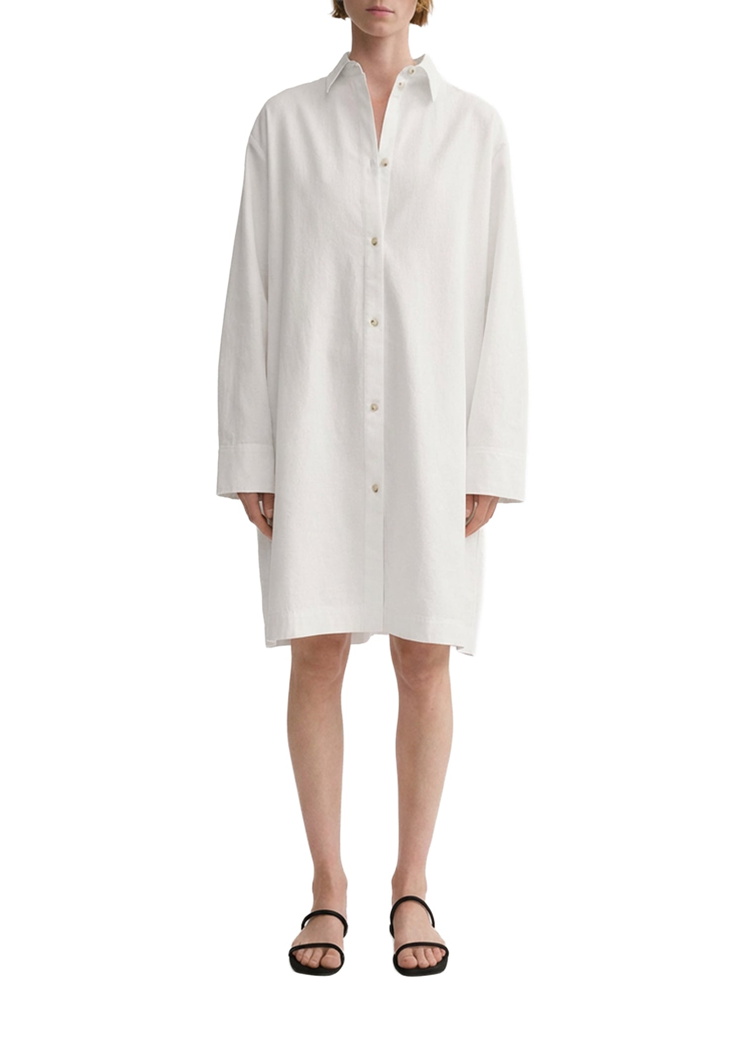 Chemise tunique à rayures jacquard - White