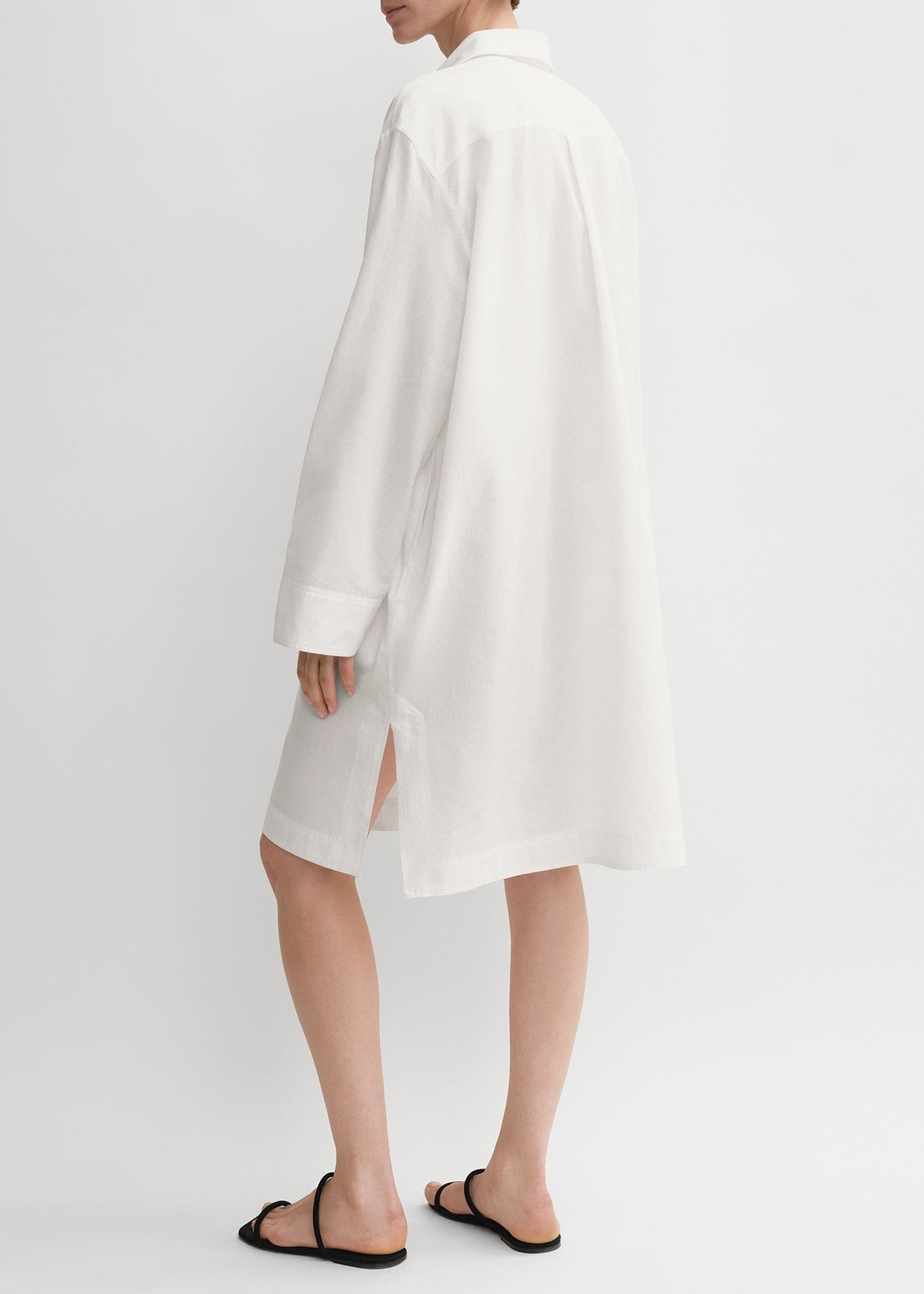 Chemise tunique à rayures jacquard - White