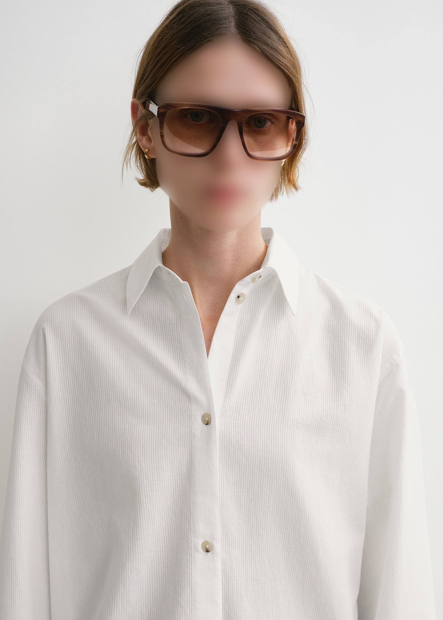 Chemise tunique à rayures jacquard - White