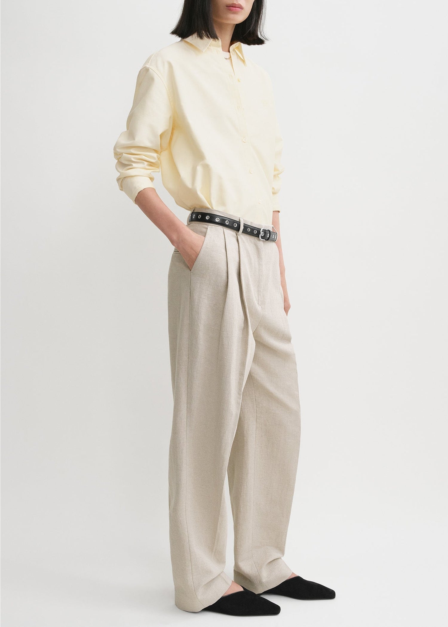 DOUBLE-PLEATED TAILORED TROUSERS