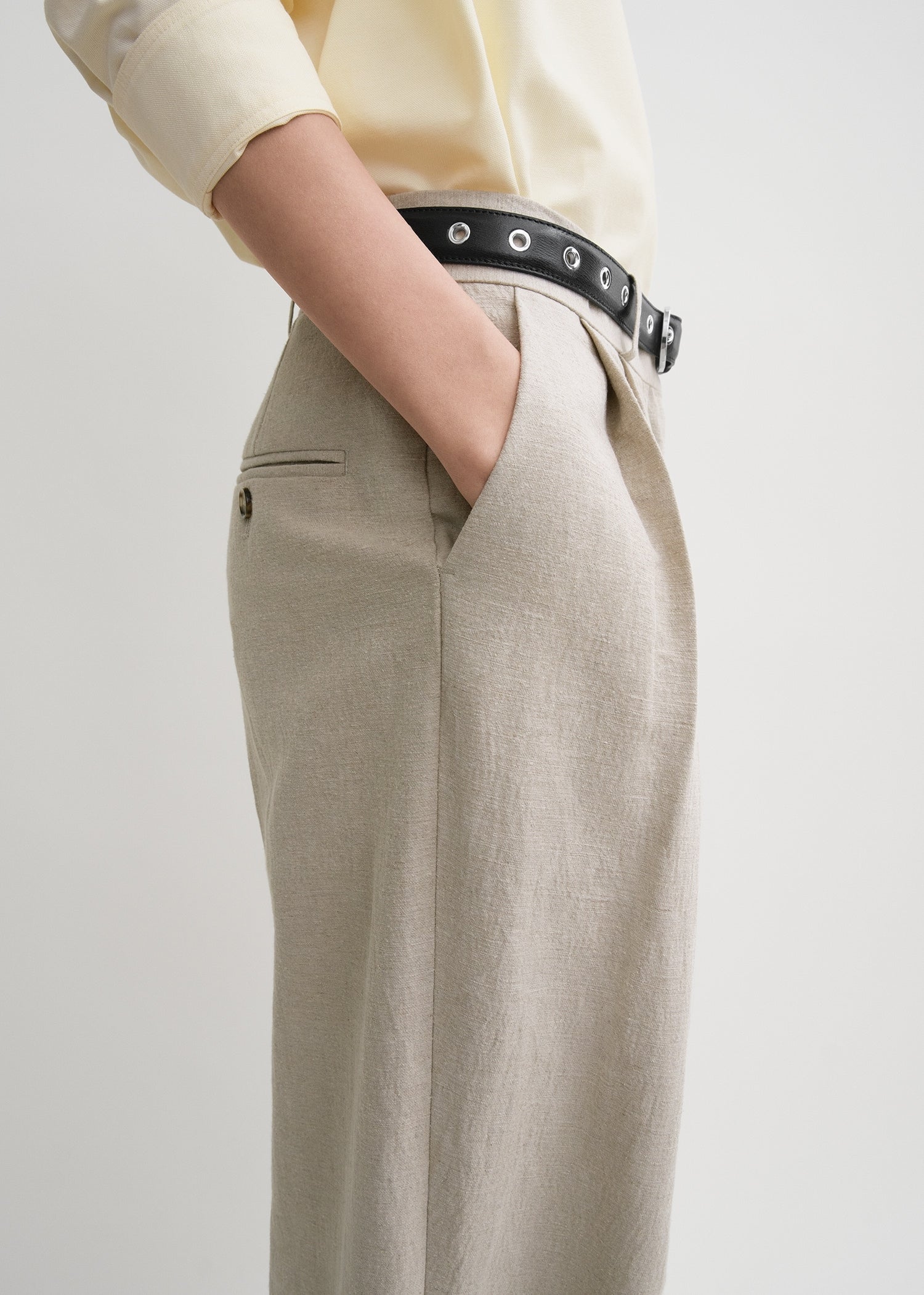 DOUBLE-PLEATED TAILORED TROUSERS