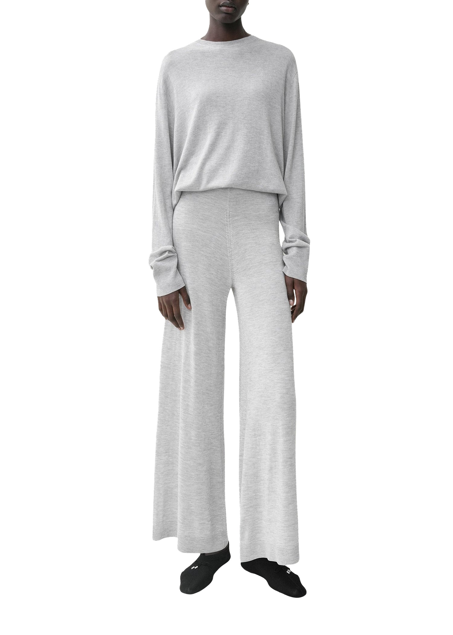Pantalon en soie et cachemire - Grey melange