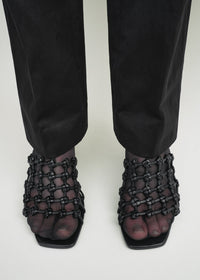 BRAIDED-LEATHER BANDEAU MULES