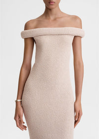 OFF-SHOULDER ROLL KNIT DRESS
