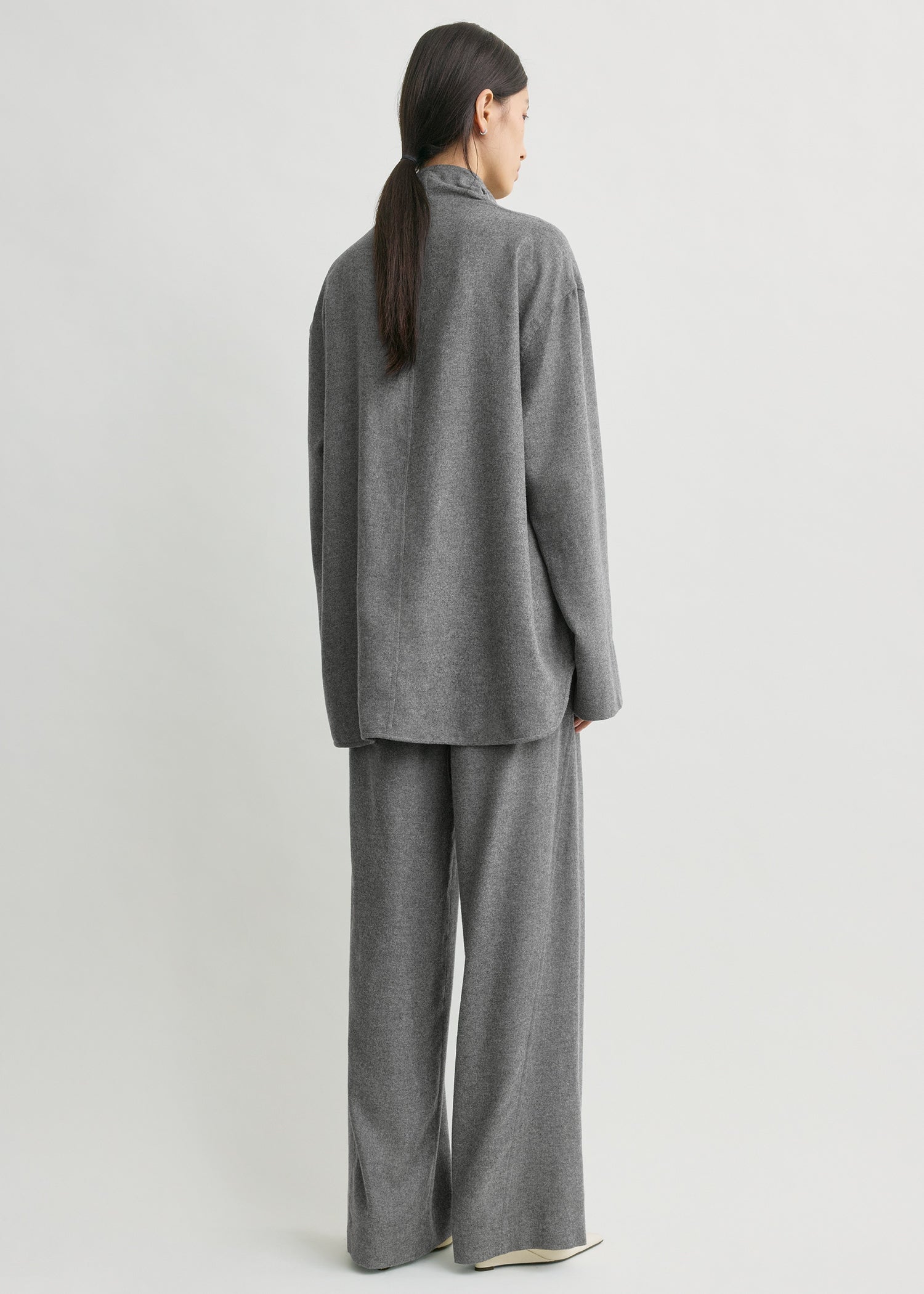 FUNNEL-NECK FLANNEL TOP