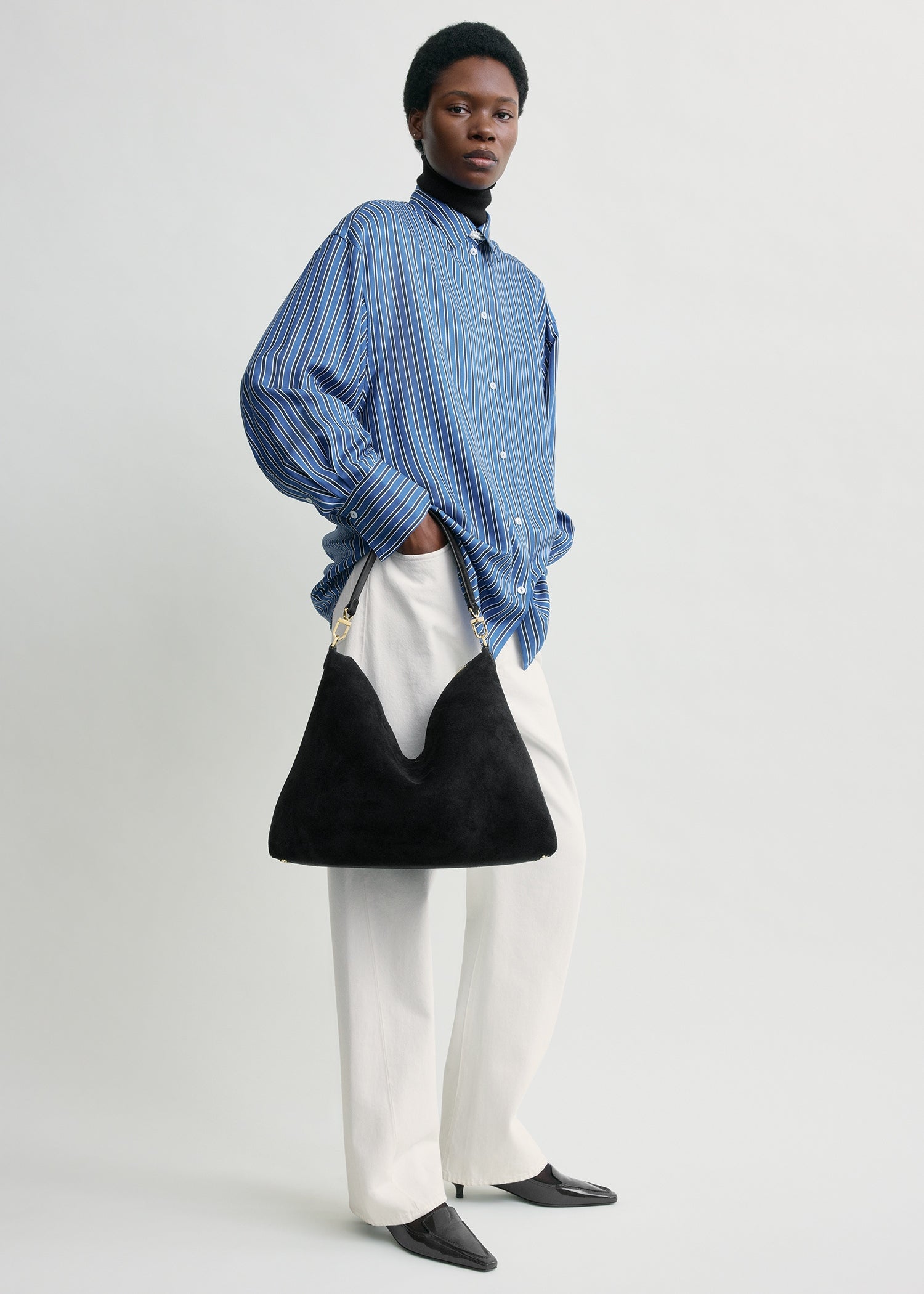 MEDIUM BEVEL SUEDE BAG
