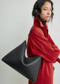 MEDIUM BEVEL GRAINED-LEATHER BAG