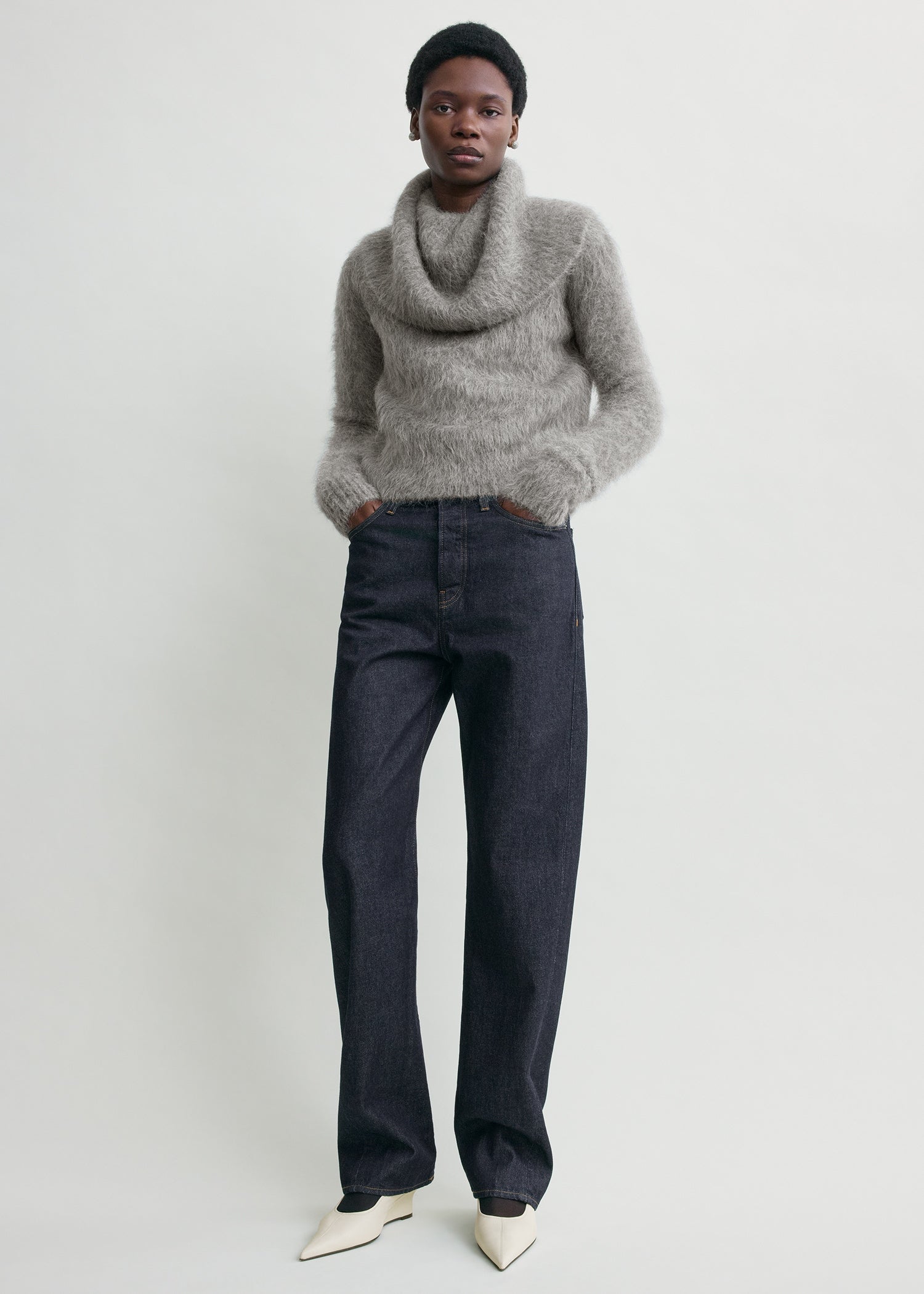 FUNNEL ALPACA-BLEND KNIT