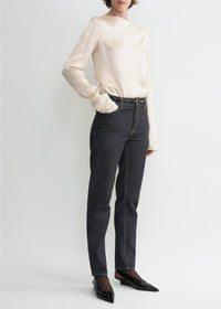LONG-SLEEVE SATIN TOP