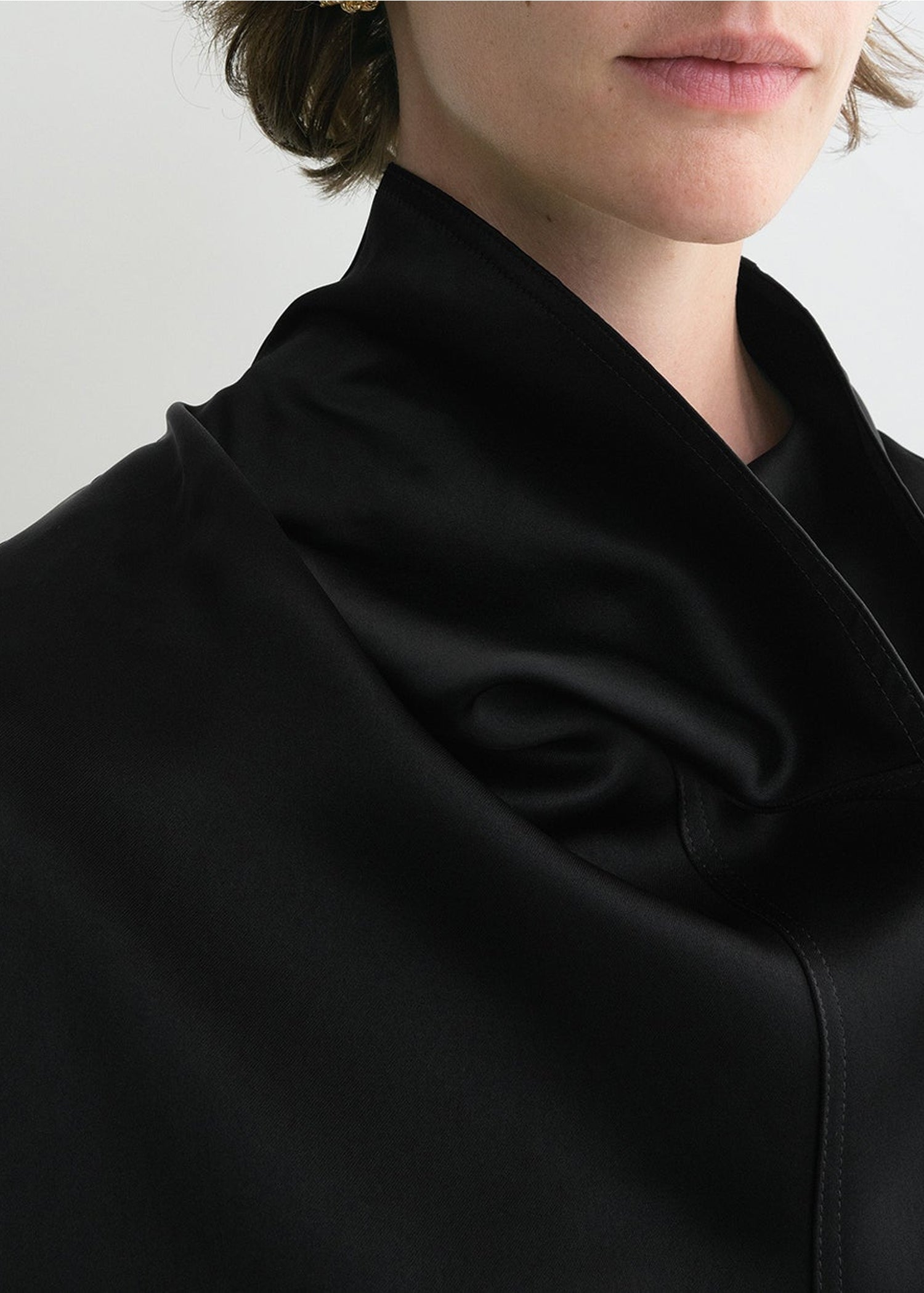 FUNNEL-NECK SATIN BLOUSE