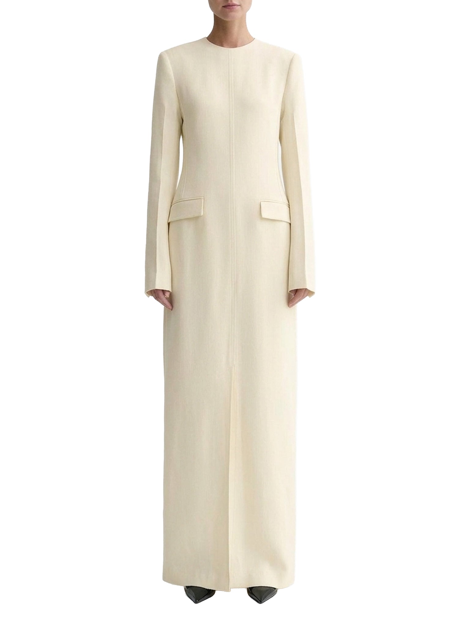 Long dress with pockets in a wool blend - Butter