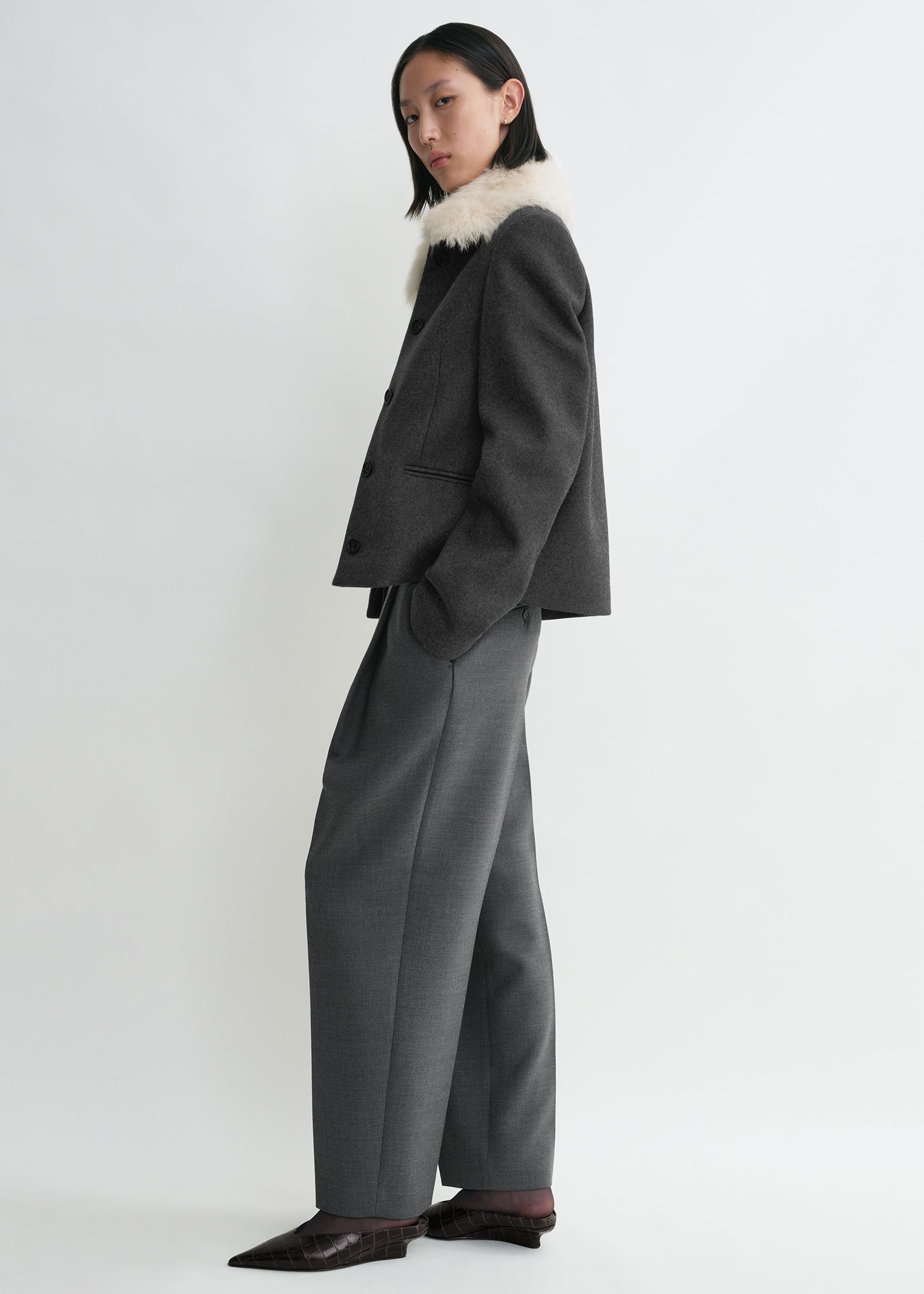 SHEARLING COLLAR JACKET