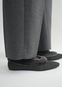 SHEARLING-EDGE FLANNEL BALLERINAS