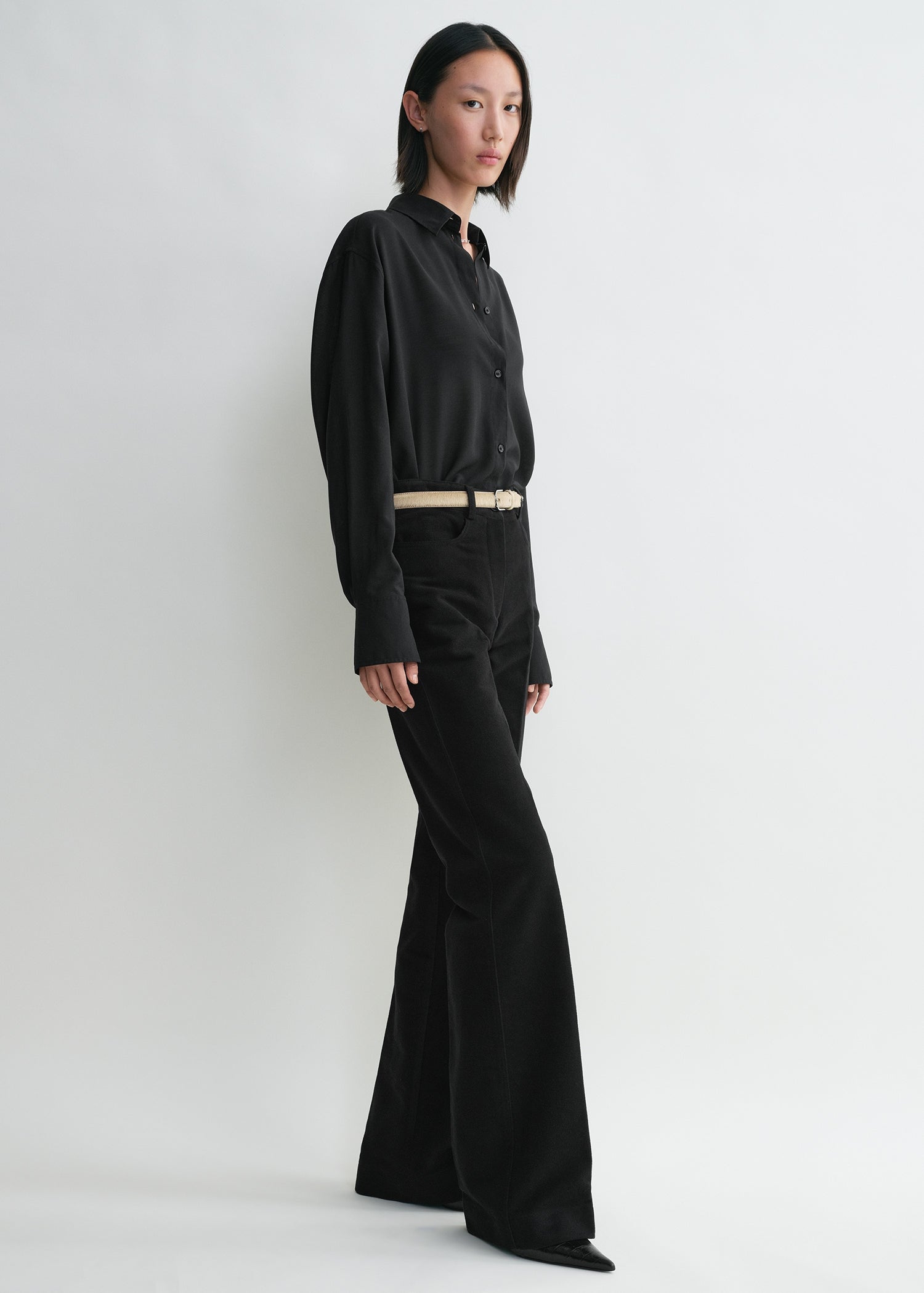 FLARED MOLESKIN TROUSERS