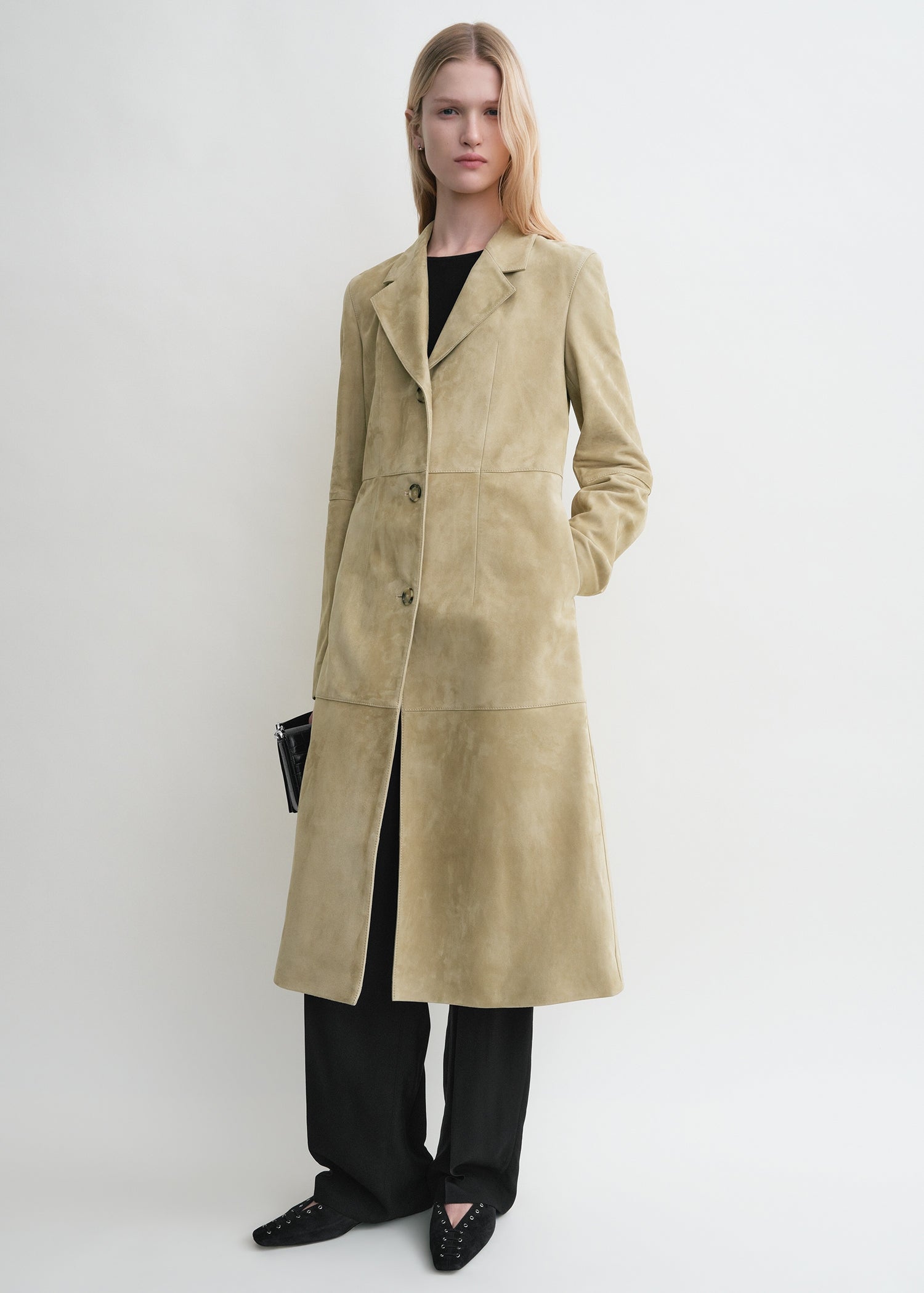 CINCHED SUEDE COAT