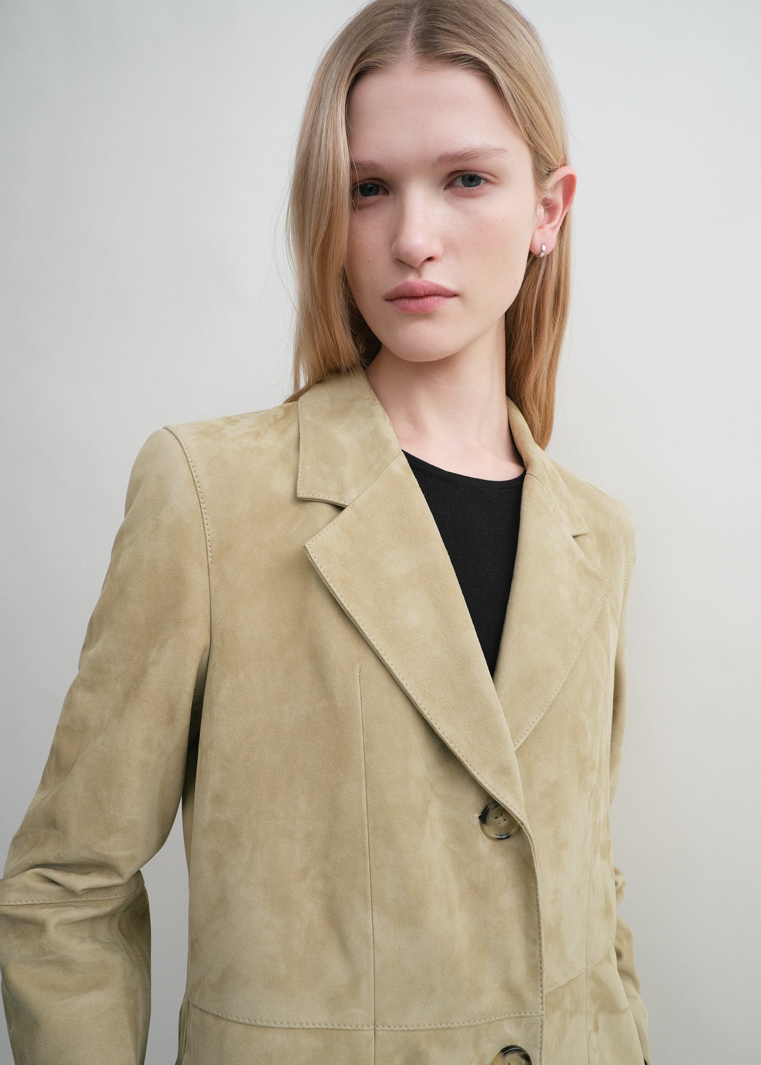 CINCHED SUEDE COAT
