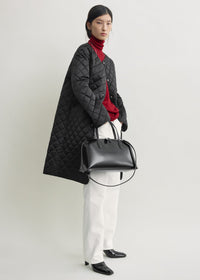 QUILTED COLLARLESS COAT