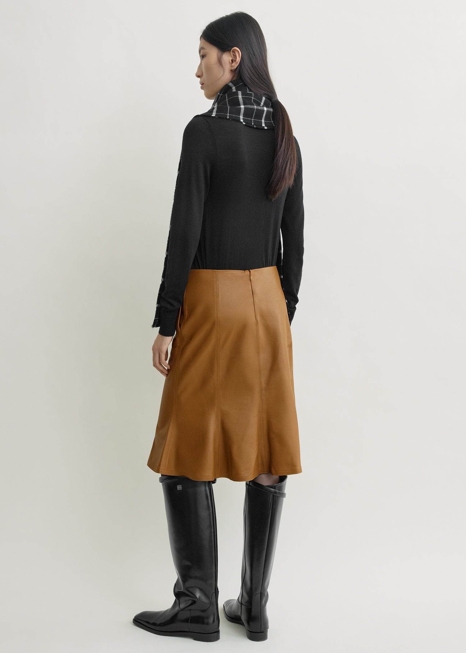 FLUTED LEATHER SKIRT