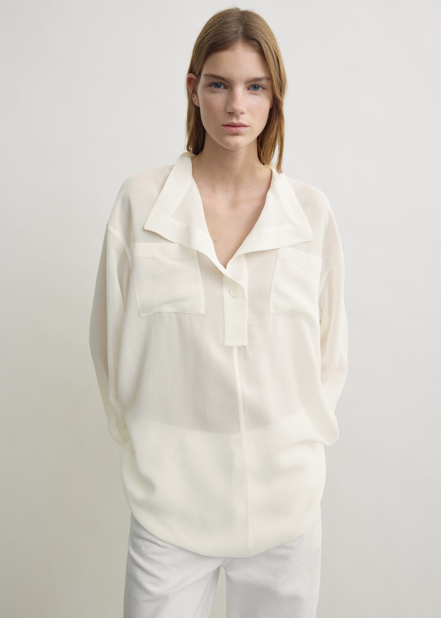 OVERLAPPING COLLAR BLOUSE