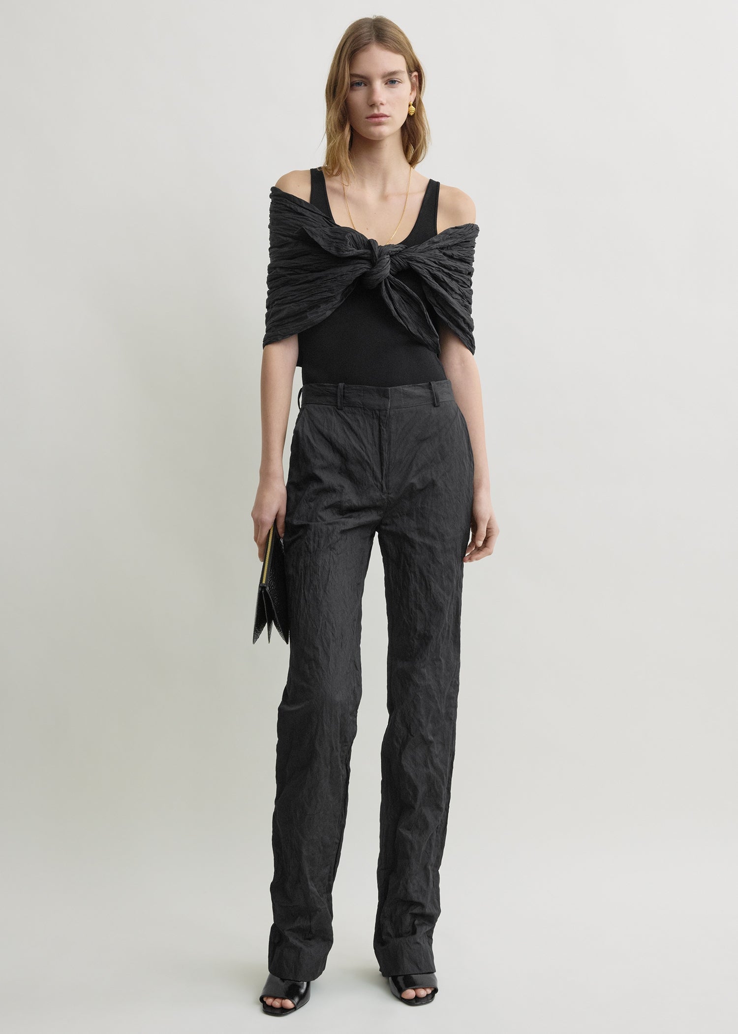 CRINKLED COTTON TROUSERS